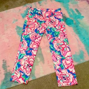 Lilly Pulitzer, pink and blue floral pants, 6